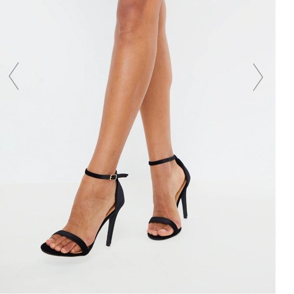 PrettyLittleThing Shoes - PrettyLittleThing Black Velvet Heels